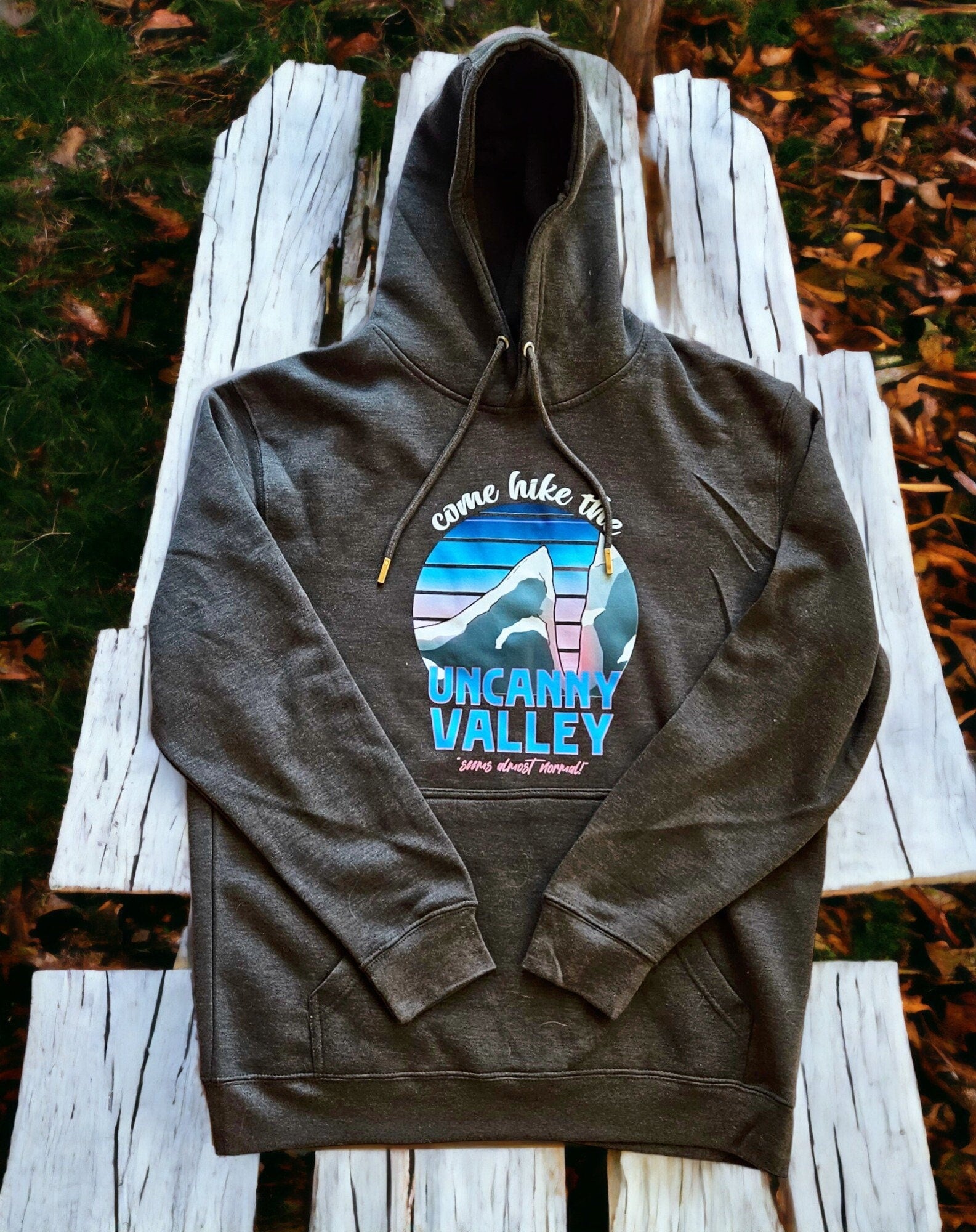 Uncanny Valley Tourism Hoodie Heather Gray Fellow Stranger