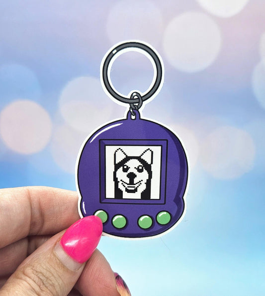 Smile Dog Electronic Pet Sticker - Creepypasta, Meme, Tama, Giga Pet, Y2k and 1990s, Retro Tech Waterbottle Laptop Decor